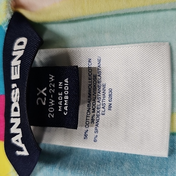 Color Block Lands End Knit Skirt, Stretch, Midi, NWOT, 2X, Yellow Blue Pink - Picture 4 of 7